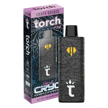 TORCH CRYO THC-A Cured Live Resin Disposable 7.5G Grape Gelato Indica