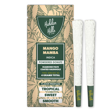 Hidden Hills Powdered Donutz Diamond Hash Hole Prerolls 4G -2COUNT Mango Mamba