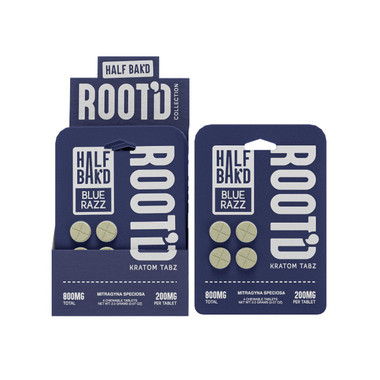 Half Bak’d ROOT’D Kratom Tablets 4CT Blue Razz