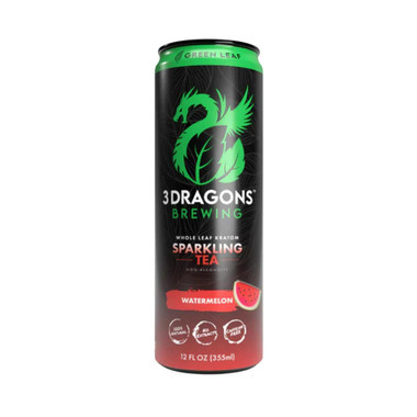 3 Dragons Brewing Kratom Sparkling Green Leaf Tea Watermelon