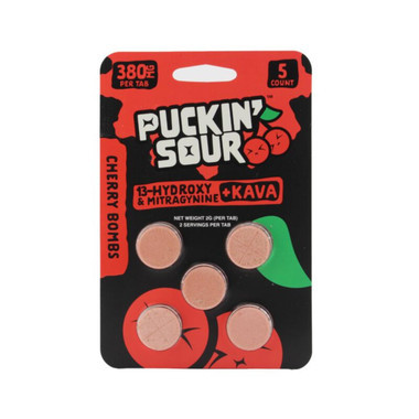Puckin Sour Mitragynine+Hydroxy+Kava Tablets 1900MG- 5CT Cherry Bomb