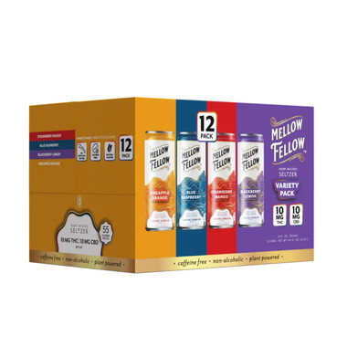 Mellow Fellow Seltzer D9+CBD Beverages 20MG- 12CT Variety Pack