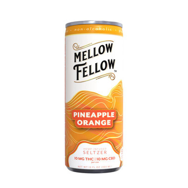 Mellow Fellow Seltzer D9+CBD Beverages 20MG Pineapple Orange
