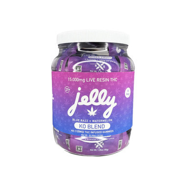 Jelly KO Blend Live Resin THC Gummies 15000MG - Blue Razz/Watermelon