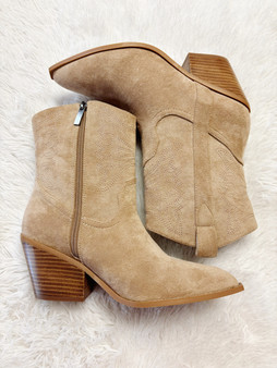 Camel suede cowboy boots