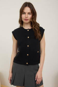 Gold button knit vest