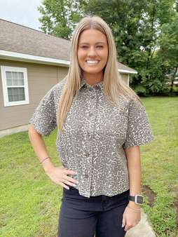 Lucy Leopard Denim  Top