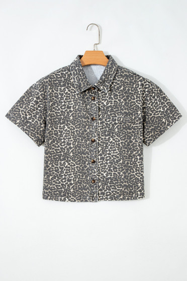 Lucy Leopard Denim  Top