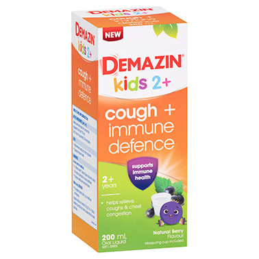 Demazin Kids 2+ Cough + Immune Defence Syrup Natural Berry Flavour 200ml