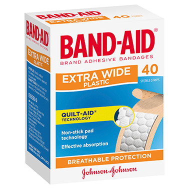 Band-Aid Extra Wide Plastic Strips 40 Pack at Blooms The Chemist