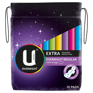 U by Kotex Overnight Extra Regular Pads 10 Pack at Blooms The Chemist