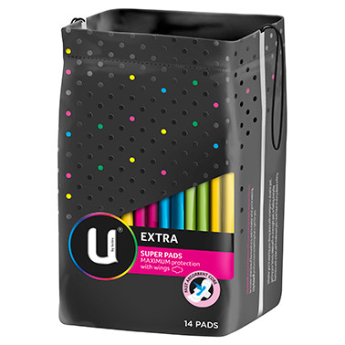 U by Kotex Pads Extra Super With Wings - 14 Pack at Blooms The Chemist