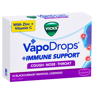 Vicks VapoDrops Immune Support Blackcurrant - 16 Pack at Blooms The Chemist