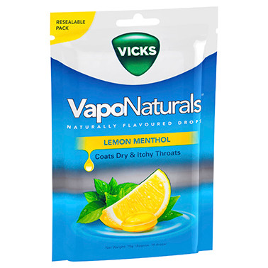 Vicks VapoNaturals Lemon Menthol Flavoured Drops 19 Pack