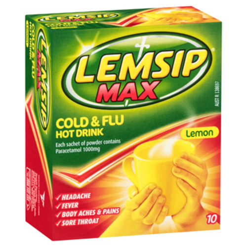 Lemsip Max Cold and Flu Relief Hot Drink Lemon 10 Pack
