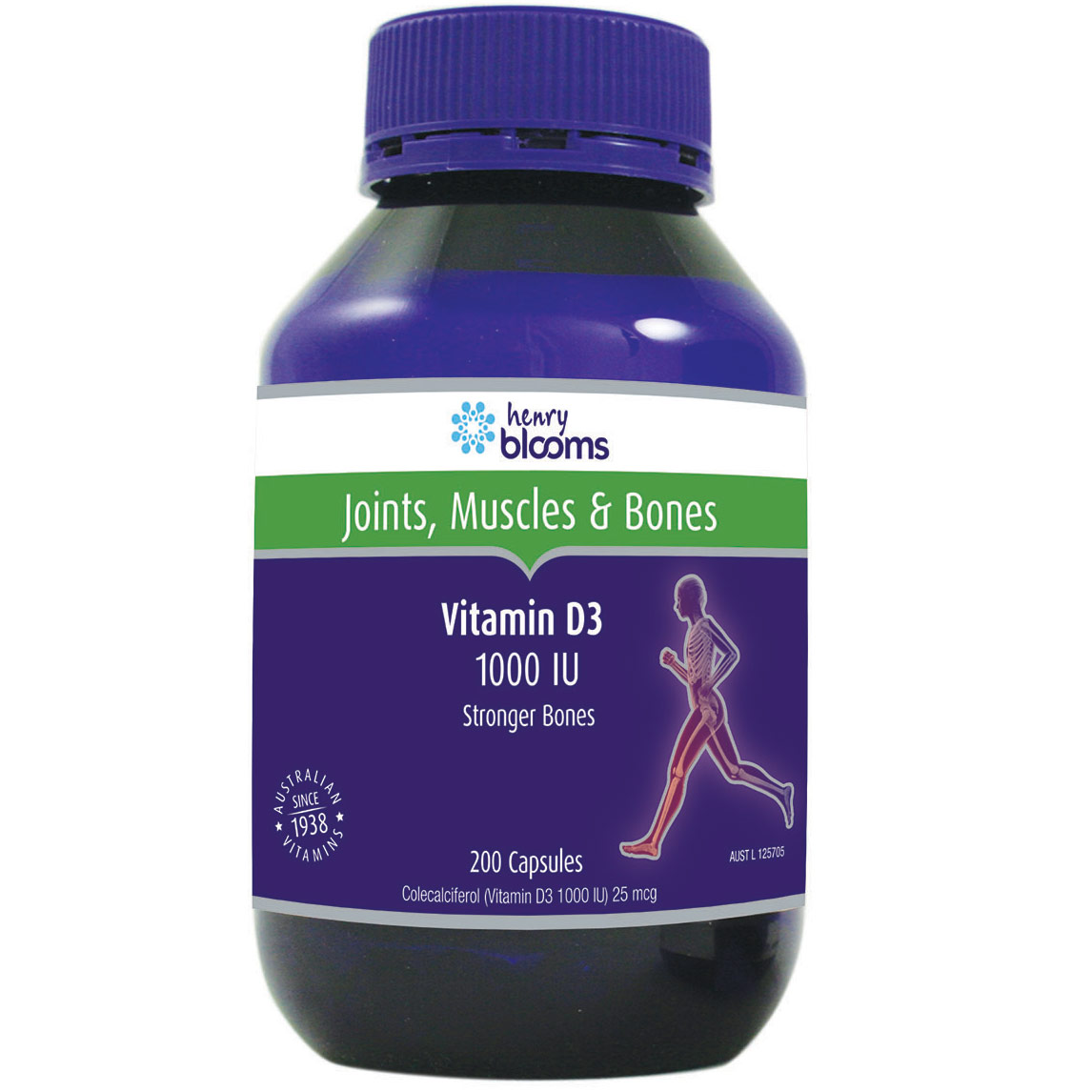 Henry Blooms Vitamin D3 1000IU - 200 Capsules
