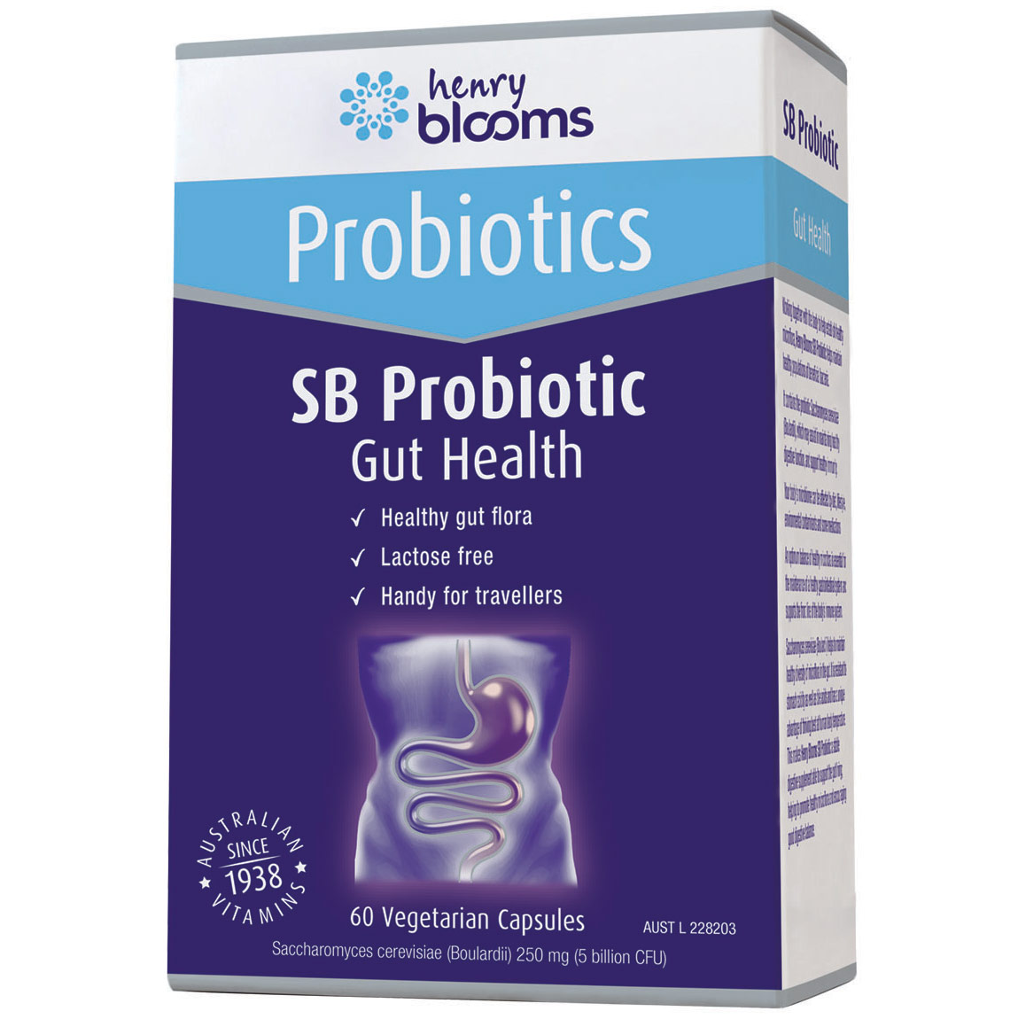 Henry Blooms SB Probiotic Gut Health Vegetarian - 60 Capsules
