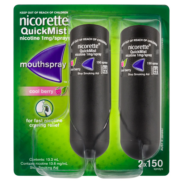 Nicorette QuickMist Mouth Spray Cool Berry Twin Pack - 2 x 150 Sprays