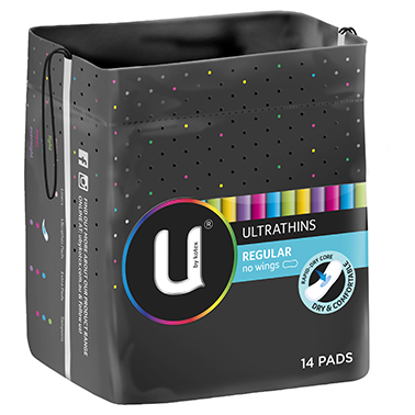 U By Kotex Ultrathin Pads Regular No Wings - 14 Pack