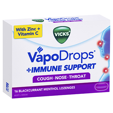 Vicks VapoDrops Immune Support Blackcurrant - 16 Pack