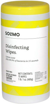 Amazon Brand - Solimo Disinfecting Wipes, Lemon Scent & Fresh Scent, Sanitizes/Cleans/Disinfects/Deodorizes, 75 Count (Pack of 3)