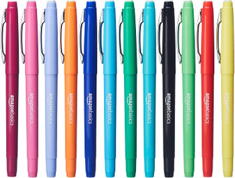 Amazon Basics Felt Tip Marker Pens - Assorted Color, 12 Pack