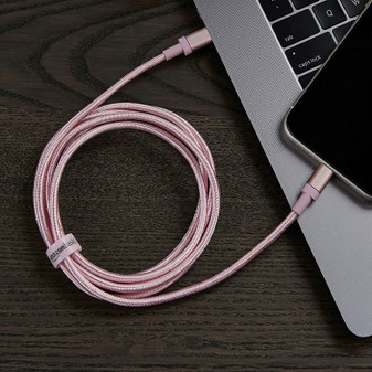 Amazon Basics iPhone Charger Cable, Nylon Braided USB-C to Lightning, MFi Certified, for Apple iPhones including 13, 12, 11 (All Models) - Rose Gold, 6-Foot