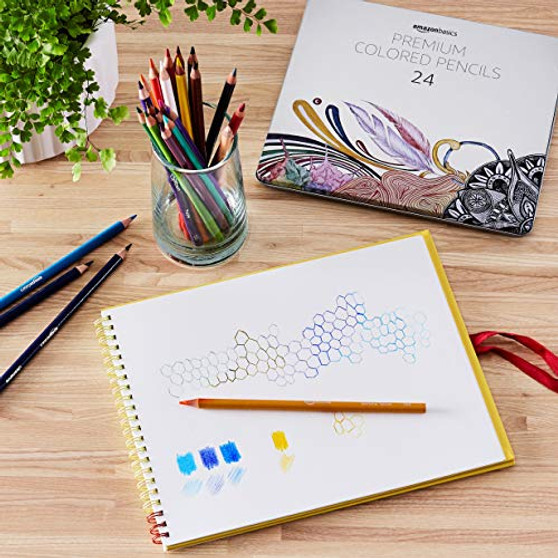 Amazon Basics Premium Colored Pencils, Soft Core, Set of 24, 48 or 72