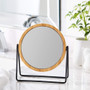 Amazon Basics Vanity Round Mirror with Bamboo Rim, Magnification, Black, 7.56"L x 2.87"W