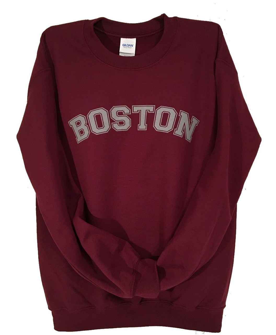 Boston sweatshirt with crew neck in maroon with gray Boston