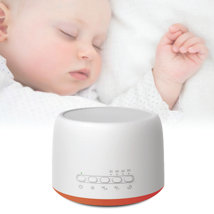 Three Sheep Sound is a compact portable white noise machine. It can sit on the shelf of the nursery, travel in the car or pram, and create a relaxing, comforting, familiar sleep environment for all ages, from birth.