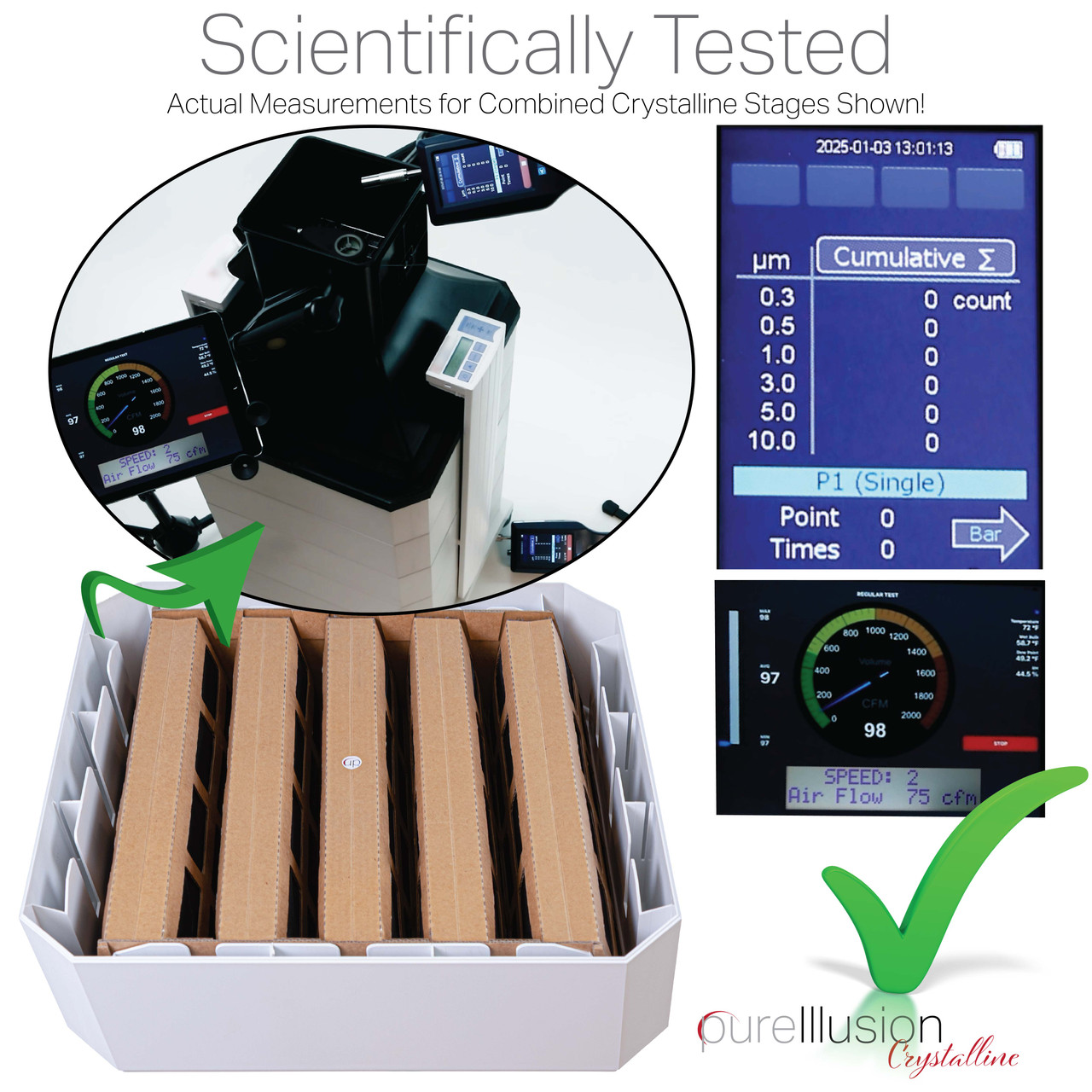 PureIllusion Crystalline Stage 2 Gas & Odor Management Filter for IQAir HealthPro Series Air Purifiers' V5-Cell Module - Perfect Fit for IQ Air Health Pro Plus V5 Cell Module - Upgrade HealthPro Standard to include V5Cell Filter with Crystalline.  Choose Pure Illusion Crystalline Filters .  Upgrade Health-Pro purifiers with Pure Illusion Crystalline F2 Carbon Filter for safe clean crisp scientifically tested air.  Stay safe from Dust Pollen Spores.  Never worry about Dander Pet Pets Cat Cats Dog Dogs.  We are all aware of the existence of Virus and Mold throughout the world.  Pure Illusion is Scientifically Tested to ensure your satisfaction.  Be aware of the need to reduce VOC VOCs MCS VOC VOCs Smell Smells Odor Odors Organic and Inorganic Formaldehyde