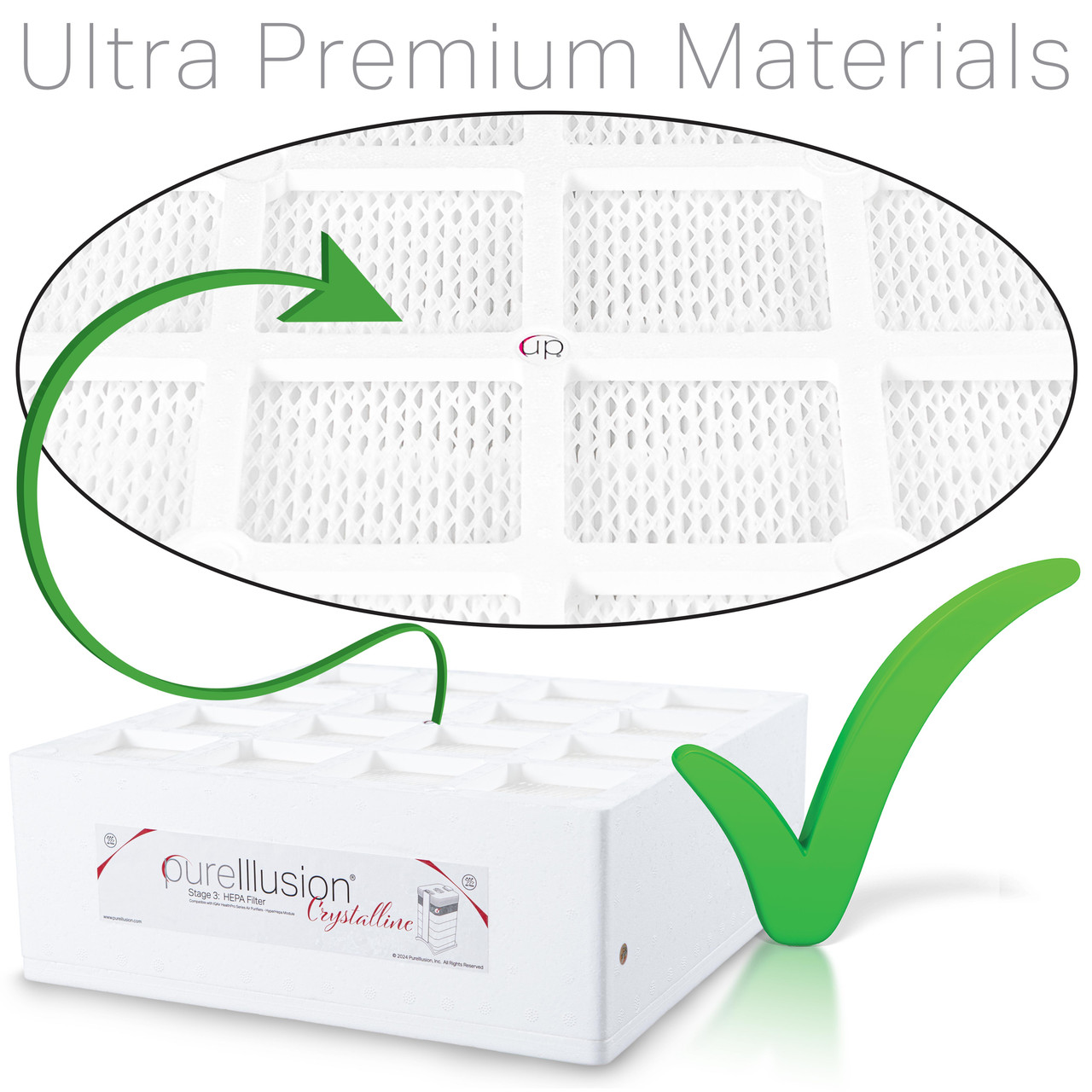 PureIllusion Crystalline Stage 3 Hepa Filter for IQAir HealthPro Series Air Purifiers' HyperHepa Module - Perfect Fit for IQ Air Health Pro Plus or Compact Hyper Hepa Module - Choose Pure Illusion Crystalline Filters .  Upgrade Health-Pro purifiers with Pure Illusion Crystalline F3 Hepa for safe clean crisp scientifically tested air.  Stay safe from Dust Pollen Spores.  Never worry about Dander Pet Pets Cat Cats Dog Dogs.  We are all aware of the existence of Virus and Mold throughout the world.  Pure Illusion is Scientifically Tested to ensure your satisfaction.