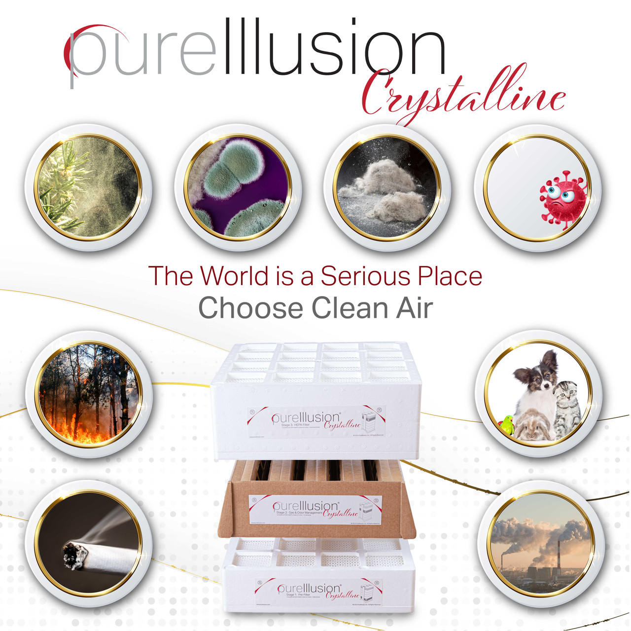 PureIllusion Crystalline Replacement Filter Bundle for IQAir and IQ Air HealthPro and Health Pro Series Air Purifiers, ensuring clean air quality with True HEPA filters