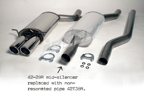 Jetex 42-H8TR Exhaust Half System (non-resonated with racepipe) 63.5mm Twin Round 80mm A4 B5