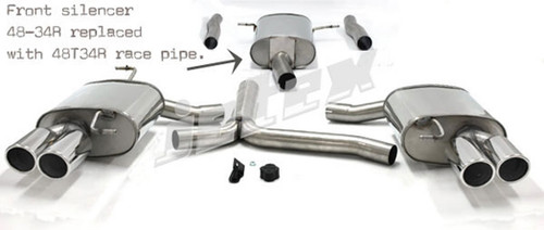 Jetex 48DH4DTR Exhaust Half System (non-resonated with racepipe) 70 + 57mm Twin Round 80mm Quad A5