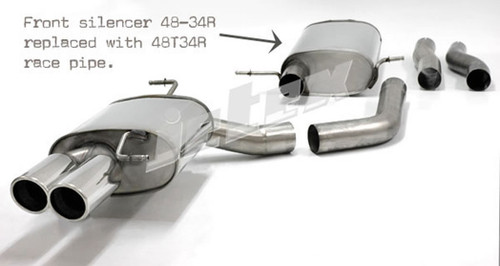 Jetex 48-H4DTR Exhaust Half System (non-resonated with racepipe) 70mm Twin Round 80mm A5
