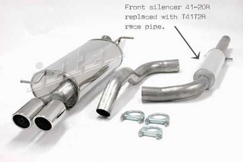 Jetex 41-H6TR Exhaust Half System (non-resonated with racepipe) 63.5mm Twin Round 80mm Leon 1M