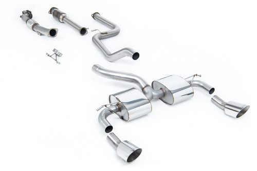Ford Focus MK2 RS - Non-Resonated (Louder) Turbo-Back Exhaust System with Hi-Flow Sports Catalyst & Dual DTM Trims