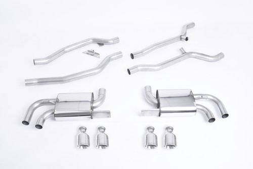 Porsche Cayenne 958 Turbo V8 (Pre-Facelift) - Non-Resonated (Louder) Cat-Back Exhaust System with Polished Cup Style Trims