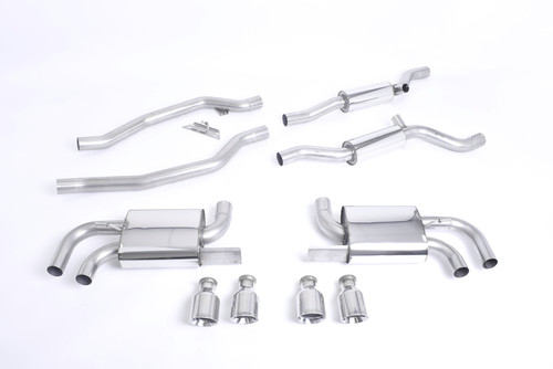 Porsche Cayenne 958 Turbo V8 (Pre-Facelift) - Resonated (Quieter) Cat-Back Exhaust System with Cup Style Polished Trims