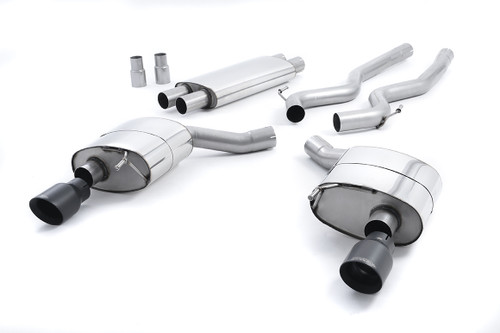 Ford Mustang 5.0 V8 GT (Fastback) - Resonated (Quieter) Cat-Back Exhaust System with Cerakote Black GT-100 Trims
