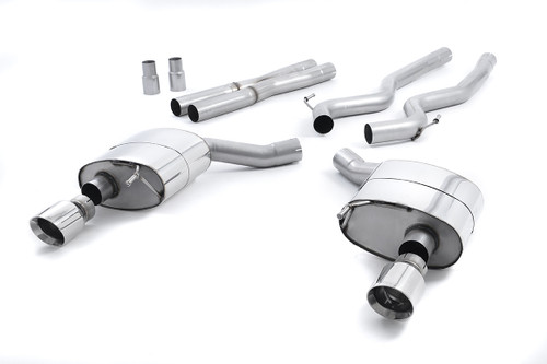 Ford Mustang 5.0 V8 GT (Fastback) - Non-Resonated (Louder) Cat-Back Exhaust System with Polished GT-100 Trims