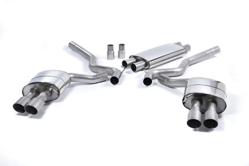Ford Mustang 5.0 V8 GT (Fastback) - Resonated (Quieter) Cat-Back Exhaust System with Quad Titanium GT-90 Trims (For Roush