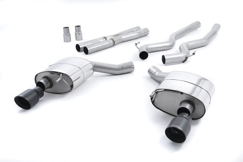 Ford Mustang 5.0 V8 GT (Fastback) - Non-Resonated (Louder) Cat-Back Exhaust System with Black GT-100 Trims