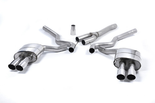 Ford Mustang 2.3 (S550 Fastback) - Resonated (Quieter) Cat-Back Exhaust System with GT-90 Polished Trims (For Roush Valance)