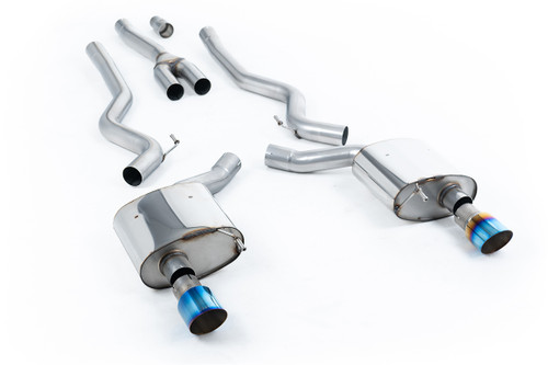 Ford Mustang 2.3 (S550 Fastback) - Non-Resonated (Louder) Cat-Back Exhaust System with GT-100 Burnt Titanium Trims