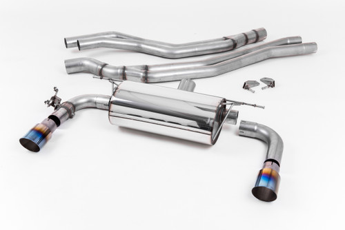 Non-Resonated (Louder) Race Cat-Back Exhaust System with Burnt Titanium GT-90 Trims