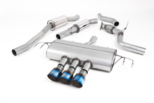 Honda Civic FK8 Type R - Resonated Cat-Back Exhaust System with 3 x Burnt Titanium GT-100 Trims
