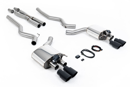 Ford Mustang 5.0 V8 GT (Fastback) - Valved Cat-Back Exhaust System with Quad Black GT-90 Trims